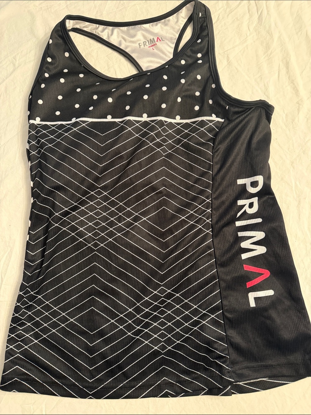 Primal Women’s Black Racerback Cycling Tank with Geometric Print